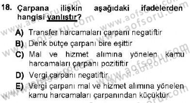Maliye Politikası 1 Dersi 2012 - 2013 Yılı (Final) Dönem Sonu Sınav Soruları 18. Soru