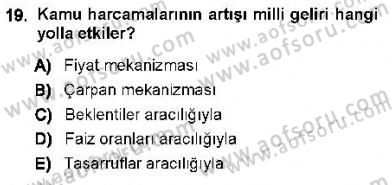 Maliye Politikası 1 Dersi 2012 - 2013 Yılı (Final) Dönem Sonu Sınav Soruları 19. Soru