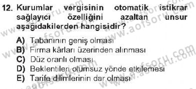 Maliye Politikası 1 Dersi 2012 - 2013 Yılı Tek Ders Sınav Soruları 12. Soru