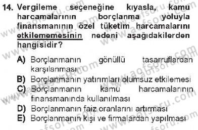 Maliye Politikası 1 Dersi 2012 - 2013 Yılı Tek Ders Sınav Soruları 14. Soru
