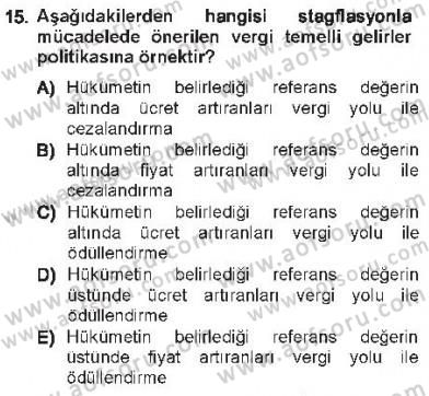 Maliye Politikası 1 Dersi 2012 - 2013 Yılı Tek Ders Sınav Soruları 15. Soru