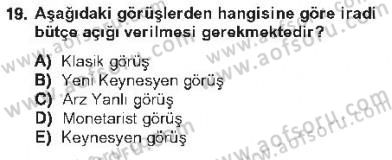 Maliye Politikası 1 Dersi 2012 - 2013 Yılı Tek Ders Sınav Soruları 19. Soru