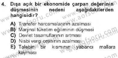 Maliye Politikası 1 Dersi 2012 - 2013 Yılı Tek Ders Sınavı 4. Soru