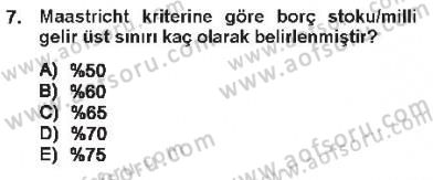 Maliye Politikası 1 Dersi 2012 - 2013 Yılı Tek Ders Sınav Soruları 7. Soru