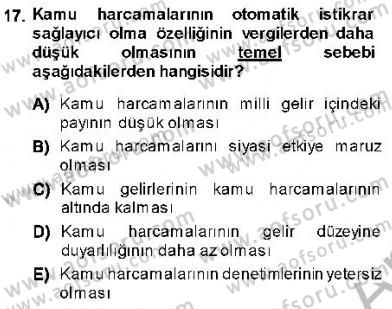 Maliye Politikası 1 Dersi 2013 - 2014 Yılı (Vize) Ara Sınav Soruları 17. Soru