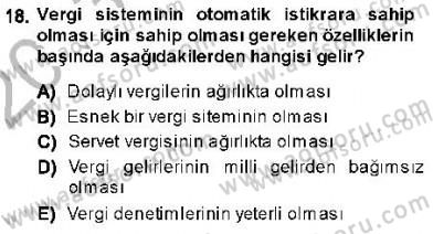 Maliye Politikası 1 Dersi 2013 - 2014 Yılı (Vize) Ara Sınav Soruları 18. Soru