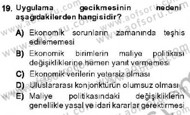 Maliye Politikası 1 Dersi 2013 - 2014 Yılı (Vize) Ara Sınav Soruları 19. Soru