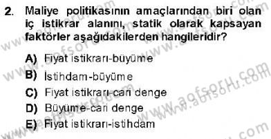 Maliye Politikası 1 Dersi 2013 - 2014 Yılı (Vize) Ara Sınav Soruları 2. Soru