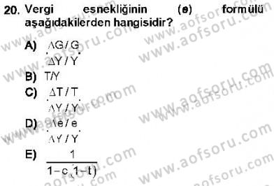 Maliye Politikası 1 Dersi 2013 - 2014 Yılı (Vize) Ara Sınav Soruları 20. Soru