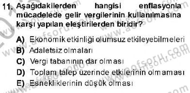 Maliye Politikası 1 Dersi 2013 - 2014 Yılı (Final) Dönem Sonu Sınav Soruları 11. Soru