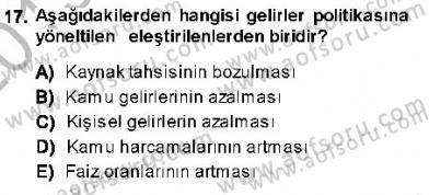 Maliye Politikası 1 Dersi 2013 - 2014 Yılı (Final) Dönem Sonu Sınav Soruları 17. Soru