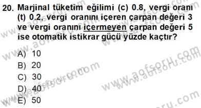 Maliye Politikası 1 Dersi 2014 - 2015 Yılı (Vize) Ara Sınav Soruları 20. Soru