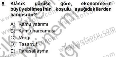 Maliye Politikası 1 Dersi 2014 - 2015 Yılı (Vize) Ara Sınav Soruları 5. Soru