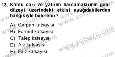 Maliye Politikası 1 Dersi 2014 - 2015 Yılı (Final) Dönem Sonu Sınav Soruları 13. Soru