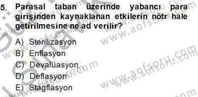 Maliye Politikası 1 Dersi 2014 - 2015 Yılı (Final) Dönem Sonu Sınavı 5. Soru