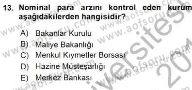 Maliye Politikası 1 Dersi Ara Sınavı Deneme Sınav Soruları 13. Soru