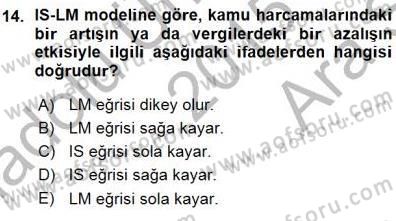 Maliye Politikası 1 Dersi 2015 - 2016 Yılı (Vize) Ara Sınav Soruları 14. Soru
