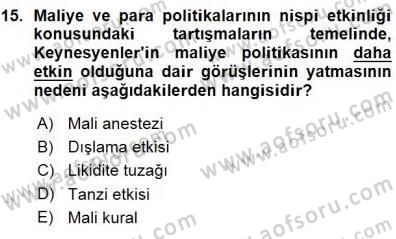 Maliye Politikası 1 Dersi 2015 - 2016 Yılı (Vize) Ara Sınav Soruları 15. Soru