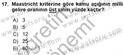 Maliye Politikası 1 Dersi 2015 - 2016 Yılı (Vize) Ara Sınav Soruları 17. Soru