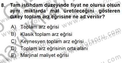 Maliye Politikası 1 Dersi 2015 - 2016 Yılı (Vize) Ara Sınav Soruları 8. Soru