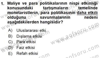 Maliye Politikası 1 Dersi 2015 - 2016 Yılı (Final) Dönem Sonu Sınav Soruları 1. Soru