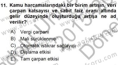 Maliye Politikası 1 Dersi 2015 - 2016 Yılı (Final) Dönem Sonu Sınav Soruları 11. Soru