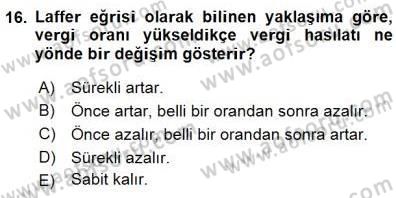 Maliye Politikası 1 Dersi 2015 - 2016 Yılı (Final) Dönem Sonu Sınav Soruları 16. Soru