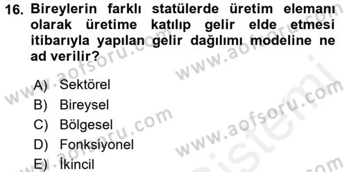 Maliye Politikası 1 Dersi 2015 - 2016 Yılı Tek Ders Sınav Soruları 16. Soru