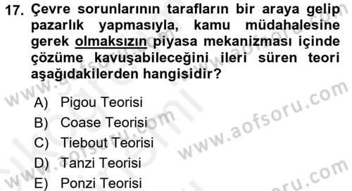 Maliye Politikası 1 Dersi 2015 - 2016 Yılı Tek Ders Sınav Soruları 17. Soru