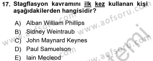 Maliye Politikası 1 Dersi 2016 - 2017 Yılı 3 Ders Sınav Soruları 17. Soru