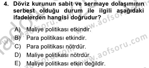 Maliye Politikası 1 Dersi 2016 - 2017 Yılı 3 Ders Sınav Soruları 4. Soru