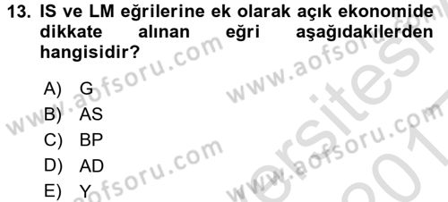Maliye Politikası 1 Dersi 2016 - 2017 Yılı (Vize) Ara Sınav Soruları 13. Soru