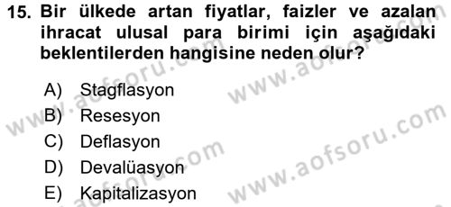 Maliye Politikası 1 Dersi 2016 - 2017 Yılı (Vize) Ara Sınav Soruları 15. Soru