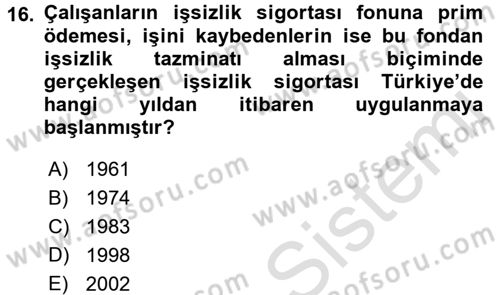 Maliye Politikası 1 Dersi 2016 - 2017 Yılı (Vize) Ara Sınav Soruları 16. Soru