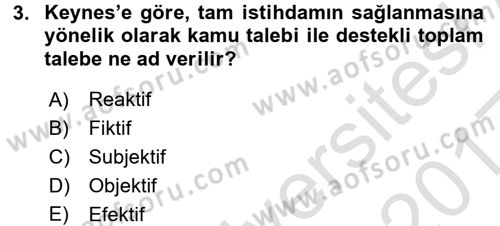 Maliye Politikası 1 Dersi 2016 - 2017 Yılı (Vize) Ara Sınav Soruları 3. Soru