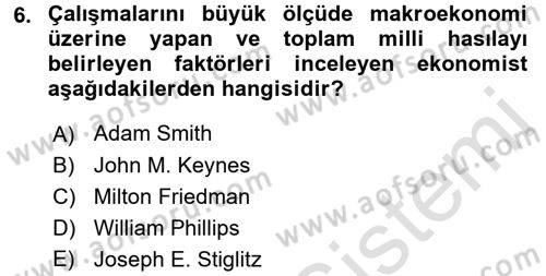 Maliye Politikası 1 Dersi 2016 - 2017 Yılı (Vize) Ara Sınav Soruları 6. Soru