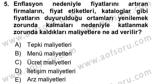 Maliye Politikası 1 Dersi 2016 - 2017 Yılı (Final) Dönem Sonu Sınav Soruları 5. Soru