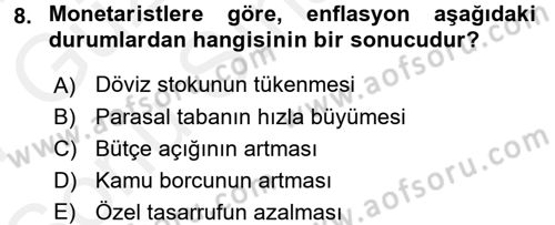 Maliye Politikası 1 Dersi 2016 - 2017 Yılı (Final) Dönem Sonu Sınav Soruları 8. Soru