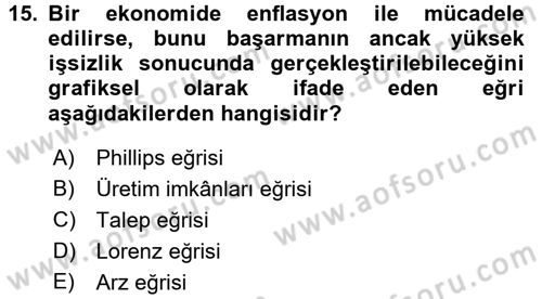 Maliye Politikası 1 Dersi 2017 - 2018 Yılı 3 Ders Sınav Soruları 15. Soru