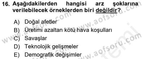Maliye Politikası 1 Dersi 2017 - 2018 Yılı 3 Ders Sınav Soruları 16. Soru