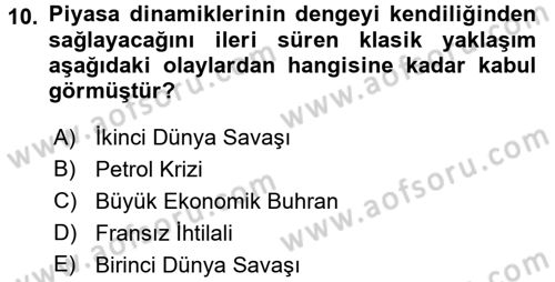 Maliye Politikası 1 Dersi 2017 - 2018 Yılı (Vize) Ara Sınav Soruları 10. Soru