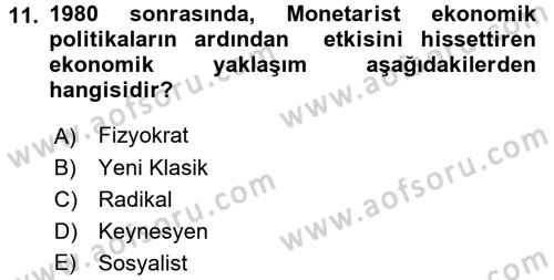 Maliye Politikası 1 Dersi 2017 - 2018 Yılı (Vize) Ara Sınav Soruları 11. Soru
