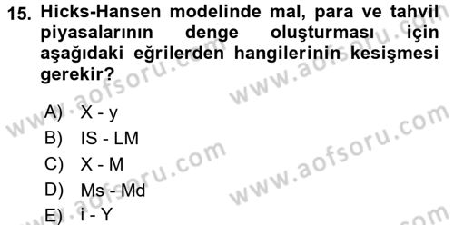 Maliye Politikası 1 Dersi 2017 - 2018 Yılı (Vize) Ara Sınav Soruları 15. Soru