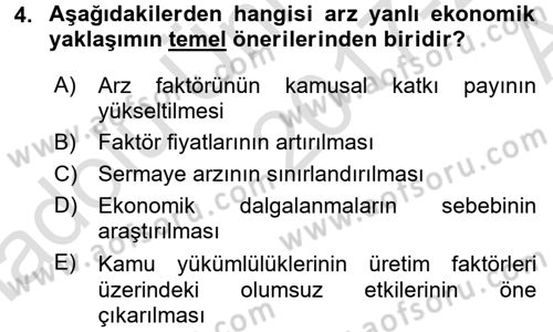 Maliye Politikası 1 Dersi 2017 - 2018 Yılı (Vize) Ara Sınav Soruları 4. Soru