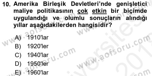 Maliye Politikası 1 Dersi 2017 - 2018 Yılı (Final) Dönem Sonu Sınav Soruları 10. Soru