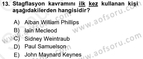 Maliye Politikası 1 Dersi 2017 - 2018 Yılı (Final) Dönem Sonu Sınav Soruları 13. Soru