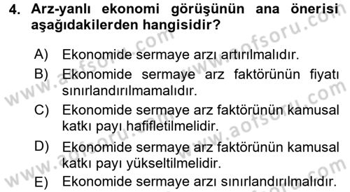 Maliye Politikası 1 Dersi 2017 - 2018 Yılı (Final) Dönem Sonu Sınav Soruları 4. Soru