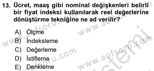Maliye Politikası 1 Dersi 2018 - 2019 Yılı 3 Ders Sınav Soruları 13. Soru