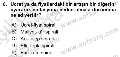 Maliye Politikası 1 Dersi 2018 - 2019 Yılı 3 Ders Sınav Soruları 6. Soru