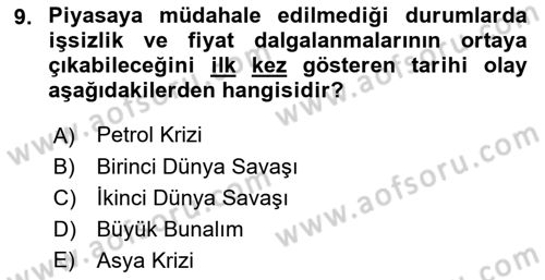 Maliye Politikası 1 Dersi 2018 - 2019 Yılı 3 Ders Sınav Soruları 9. Soru